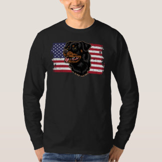 Rottweiler Hund American Flagga Bulldog T Shirt
