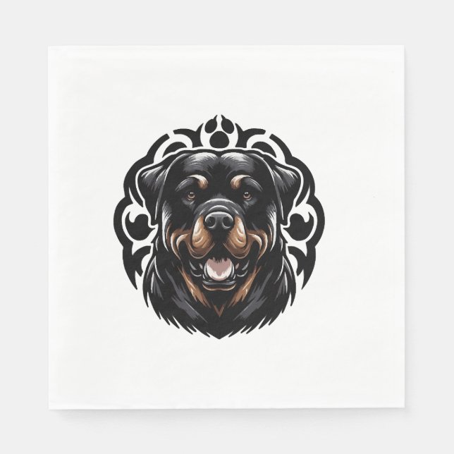 Rottweiler Hund Ansikte Pappersservett (Framsidan)