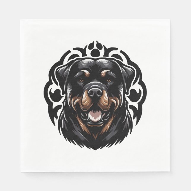 Rottweiler Hund Ansikte Pappersservett (Framsidan)