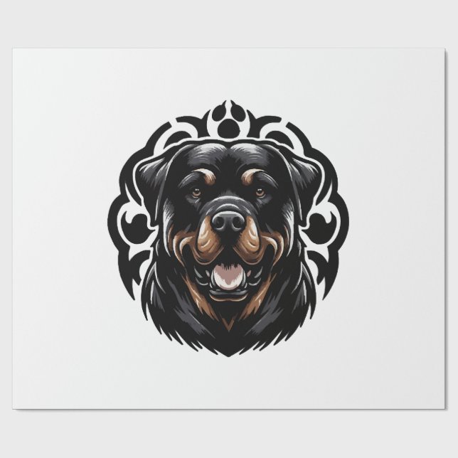 Rottweiler Hund Ansikte Presentpapper (Platt)