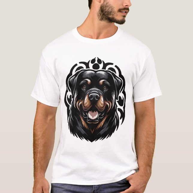 Rottweiler Hund Ansikte T Shirt (Framsida)