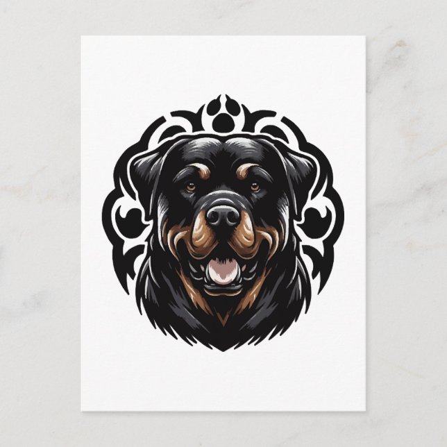 Rottweiler Hund Ansikte Vykort (Framsida)