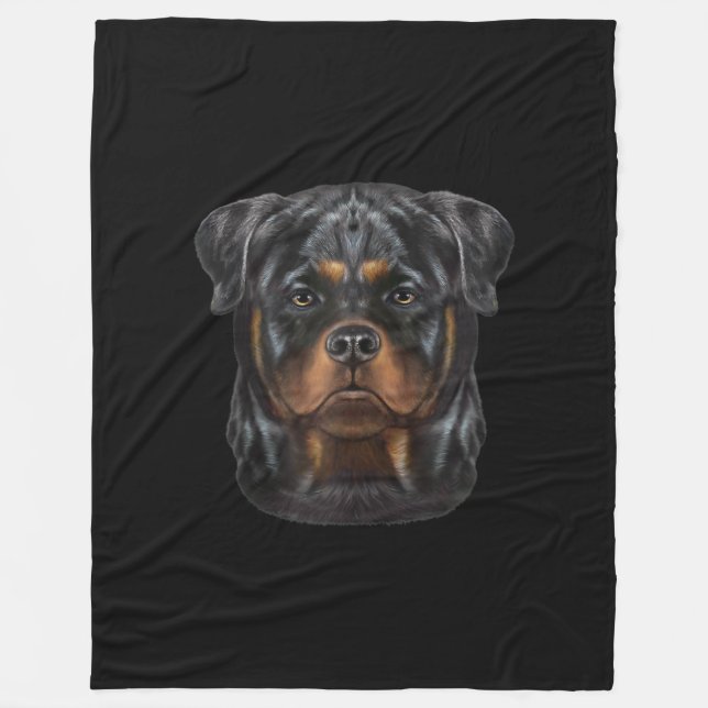 Rottweiler Hund Ansikte Zip Hoodie Fleecefilt (Framsidan)
