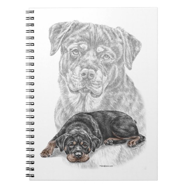 Rottweiler Hund Art Anteckningsbok (Framsidan)