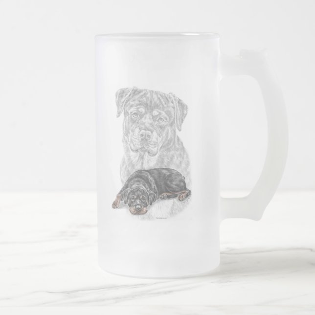 Rottweiler Hund Art Frostat Ölglas (Höger)