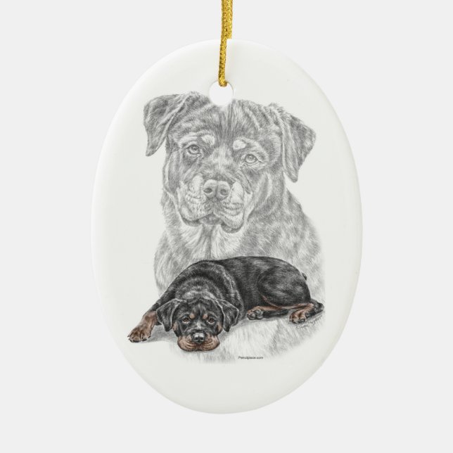 Rottweiler Hund Art Julgransprydnad Keramik (Framsidan)