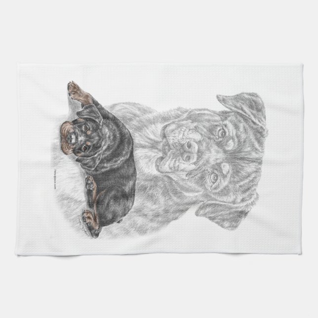 Rottweiler Hund Art Kökshandduk (Horisontell)