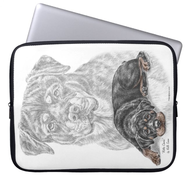 Rottweiler Hund Art Laptop Sleeve (Framsidan)