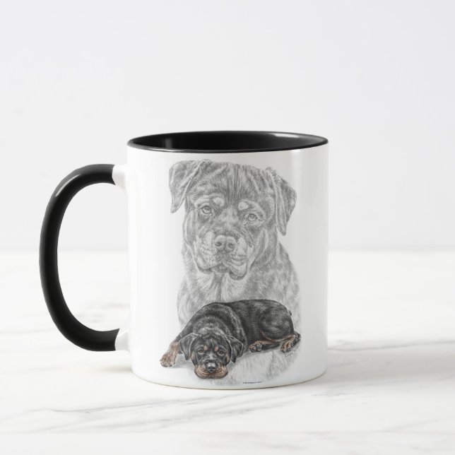 Rottweiler Hund Art Mugg (Vänster)
