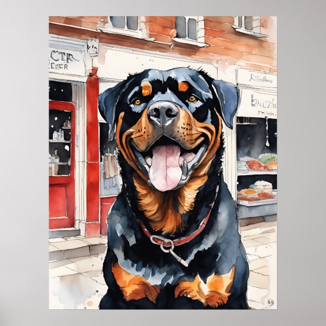 Rottweiler - Hund Art-utskrift Poster (Framsidan)