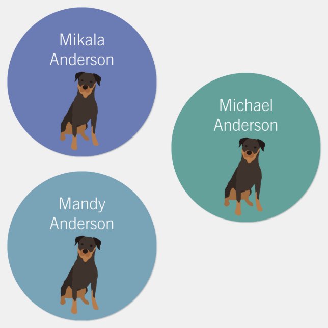 Rottweiler hund aveln färg vattensäker etikett (Grupp)