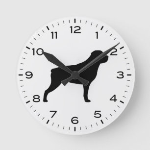 Rottweiler Hund aveln Silhouette Round Clock Rund Klocka