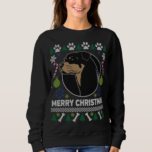 Rottweiler Hund aveln Ugly jul Sweater Tee Shirt (Framsida)