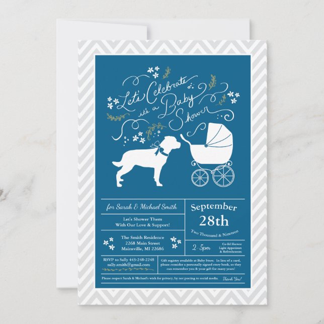 Rottweiler Hund Baby Shower Blue Boy Rottie Inbjudningar (Framsida)