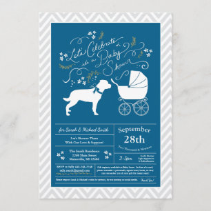Rottweiler Hund Baby Shower Blue Boy Rottie Inbjudningar