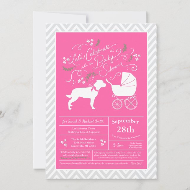 Rottweiler, Hund Babykläder, Rosa Girl Rotation Inbjudningar (Framsida)