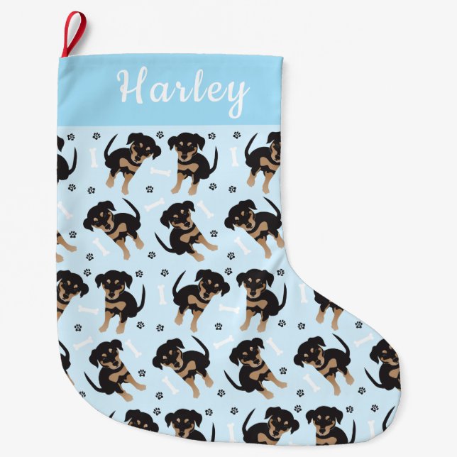 Rottweiler Hund Blue Mönster Blue Stor Julstrumpa (Framsidan)