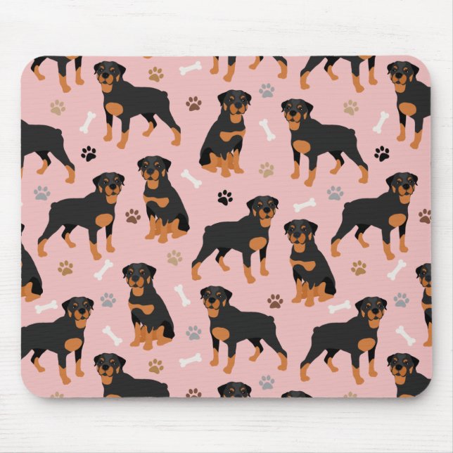 Rottweiler Hund Bones and Tass Mouse Pad Musmatta (Framsidan)