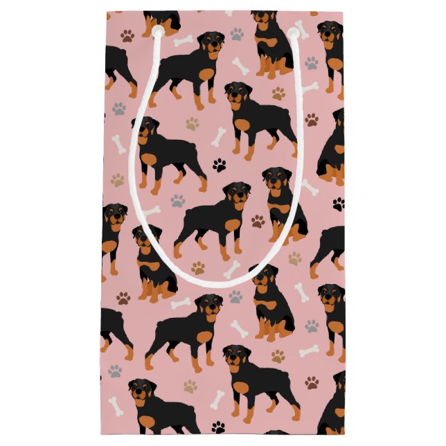 Rottweiler Hund Bones and Tass Small Gift Bag (Framsidan)