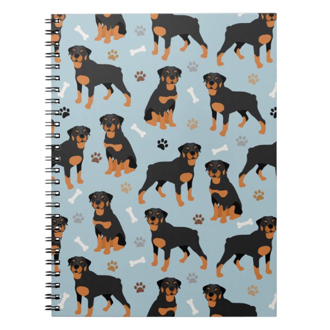 Rottweiler Hund Bones och Tass Anteckningsbok (Framsidan)