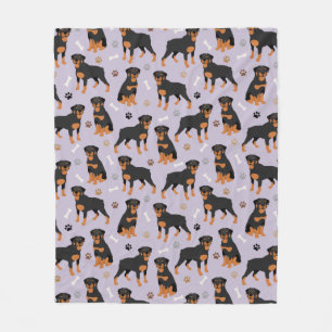 Rottweiler Hund Bones och Tass Fleece Blanket