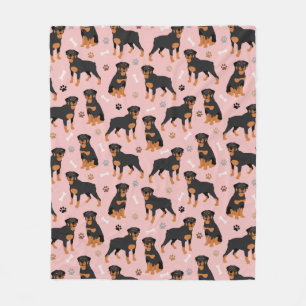 Rottweiler Hund Bones och Tass Fleece Blanket