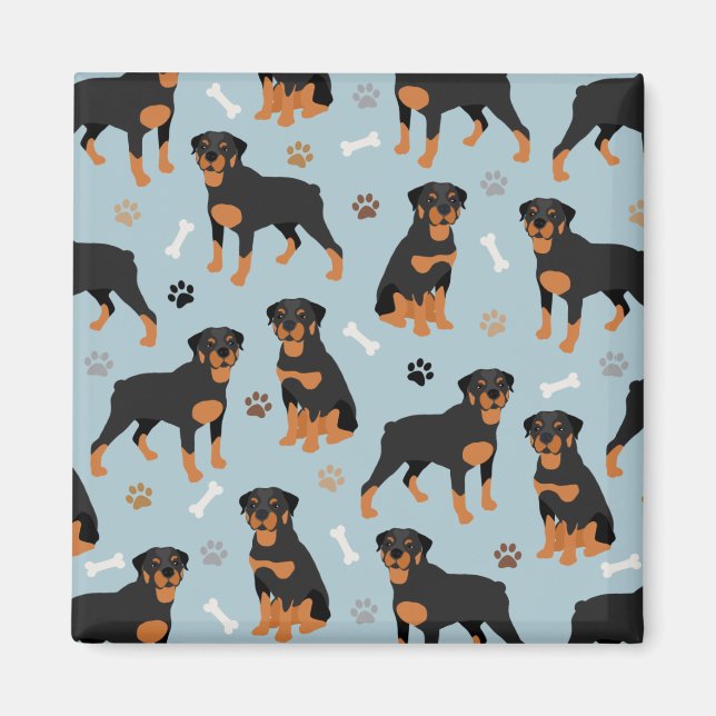 Rottweiler Hund Bones och Tass Magnet (Framsidan)