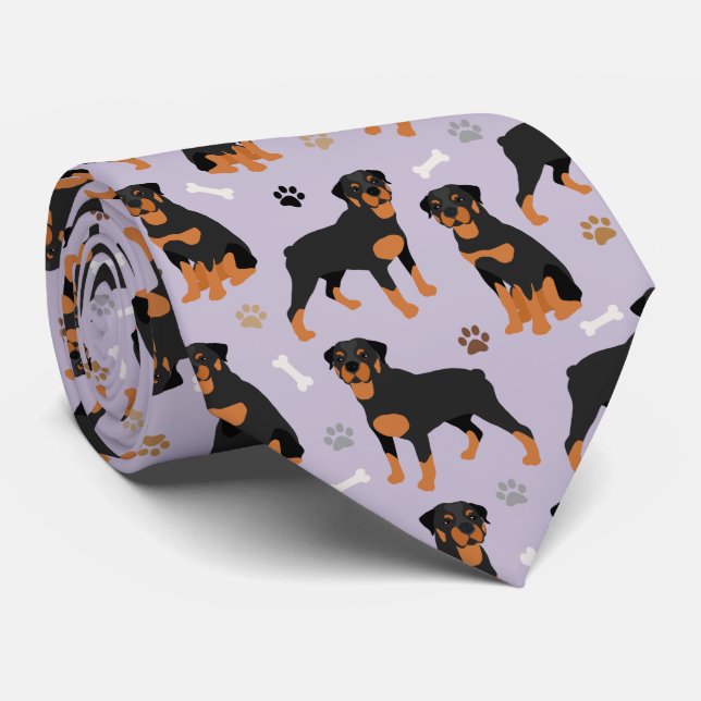 Rottweiler Hund Bones och Tassar Neck Tie Slips (Rullad)