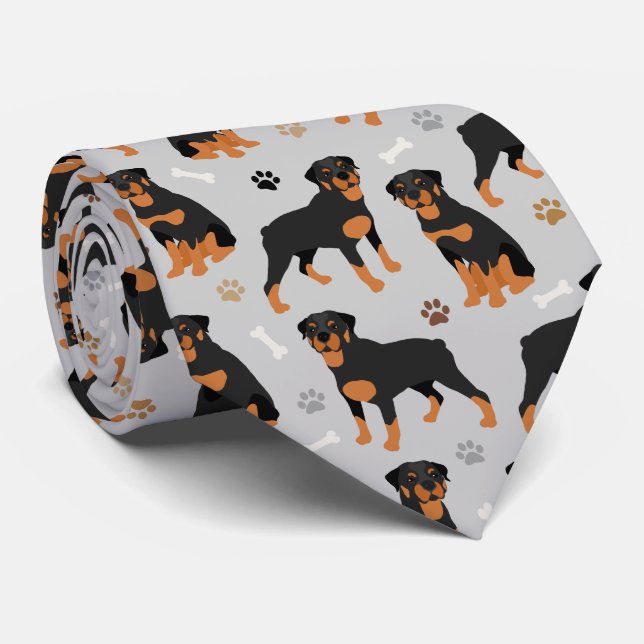 Rottweiler Hund Bones och Tassar Neck Tie Slips (Rullad)