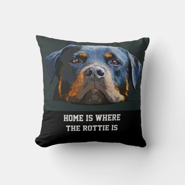 Rottweiler Hund Citat Hemma Är Där Rottie Är Kudde (Framsida)