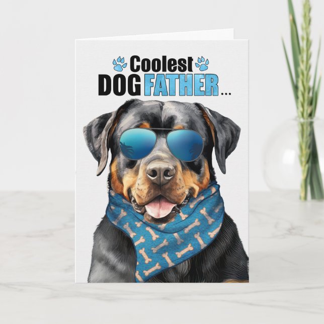 Rottweiler Hund Coolest Pappa Fars dag Helgkort (Framsida)