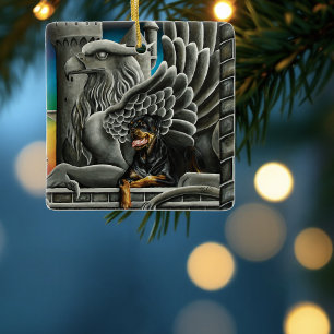 Rottweiler Hund Gargoyle Fantasy Julgransprydnad Keramik