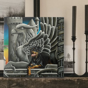 Rottweiler Hund Gargoyle Fantasy Kakelplatta