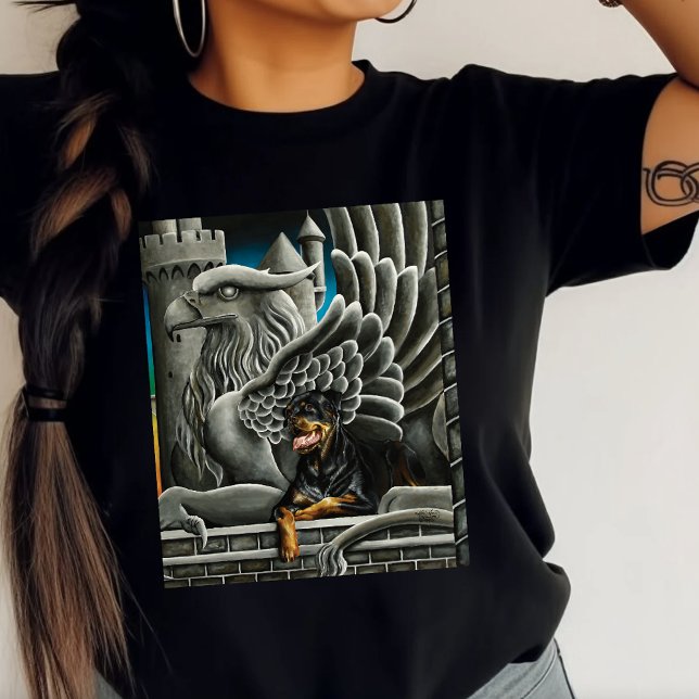 Rottweiler Hund Gargoyle Fantasy T Shirt (Skapare uppladdad)