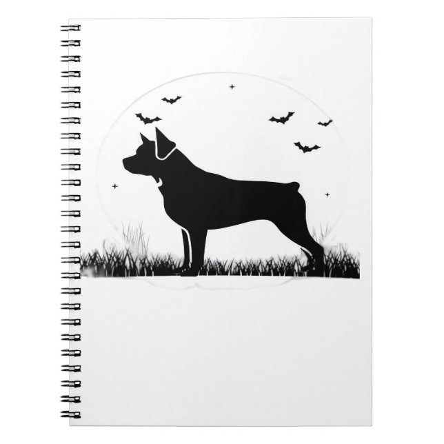 Rottweiler Hund - Halloween Måne Silhouette Oversi Anteckningsbok (Framsidan)