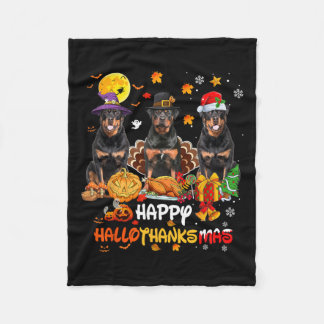 Rottweiler Hund Happy halloween Thanksgiving Merry Fleecefilt