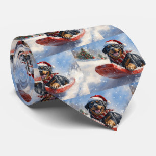 Rottweiler Hund i Sledge Låt det snöa jul Slips