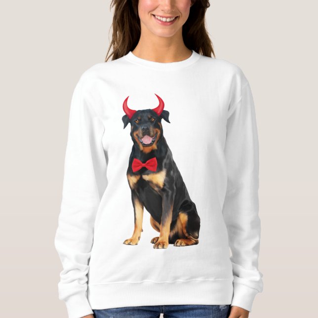 Rottweiler Hund in Halloween T Shirt (Framsida)