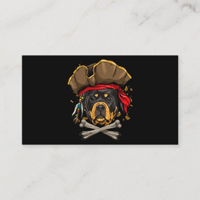 Rottweiler Hund Jolly Roger Flagga Crossbone Pirat Visitkort (Framsida)
