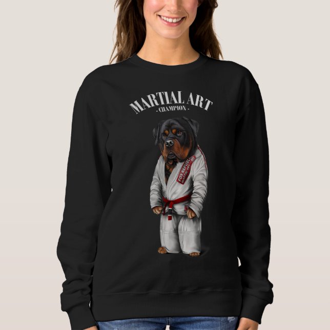 Rottweiler Hund Judo Karate Master in White Judogi T Shirt (Framsida)