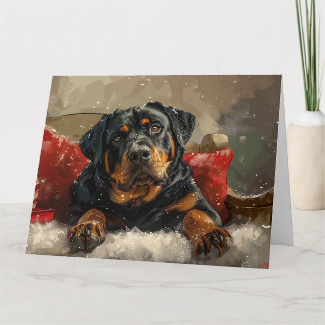 Rottweiler Hund jul Festive Kort (Framsida)