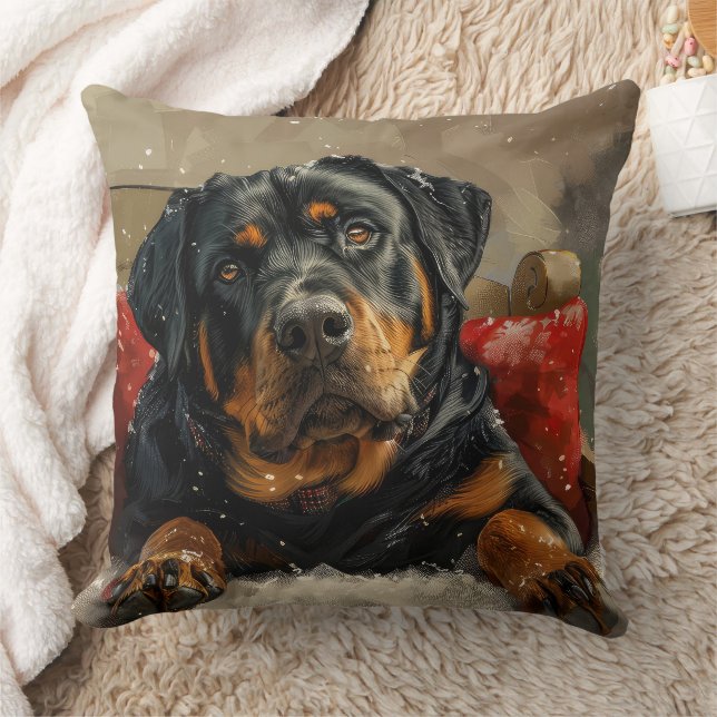 Rottweiler Hund jul Festive Kudde (Filt)