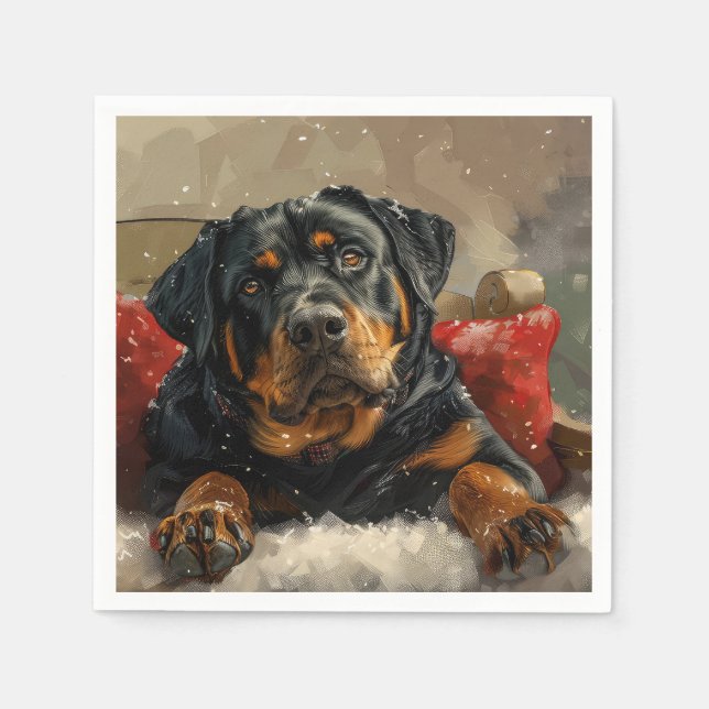 Rottweiler Hund jul Festive Pappersservett (Framsidan)