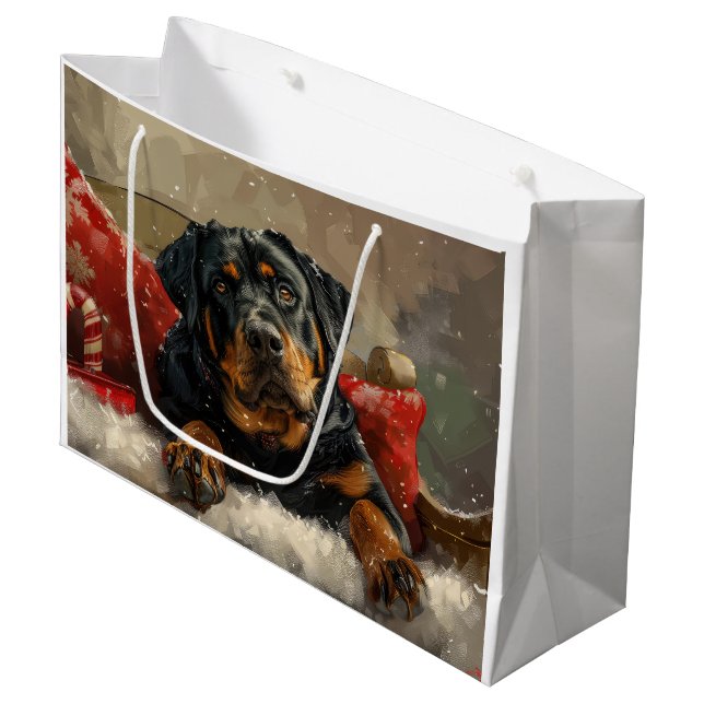 Rottweiler Hund Jul Festlig (Framsidan Vinklad)