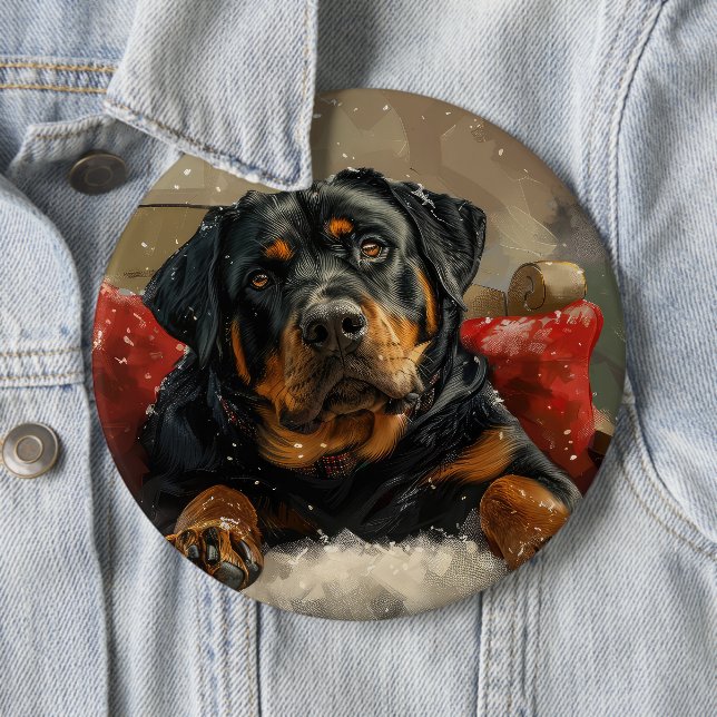 Rottweiler Hund Jul Festlig Knapp (In Situ)