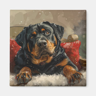 Rottweiler Hund Jul Festlig Magnet