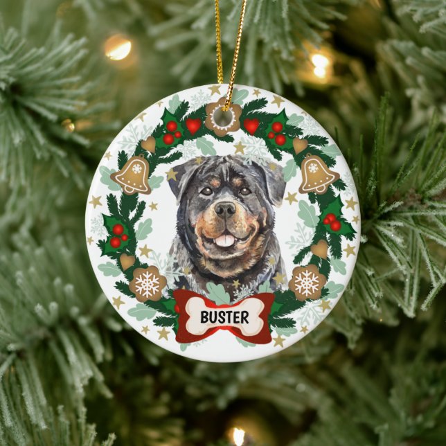 Rottweiler Hund jul-Hund Cookie WAN Julgransprydnad Keramik (Träd)
