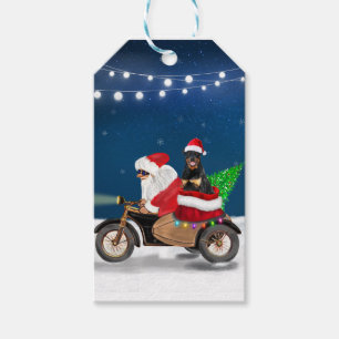 Rottweiler Hund jul Jultomten Presentetikett