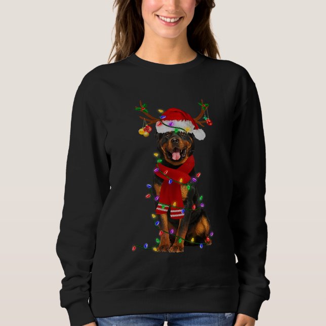 Rottweiler Hund jul Ljus Julafton Hund älskare T Shirt (Framsida)