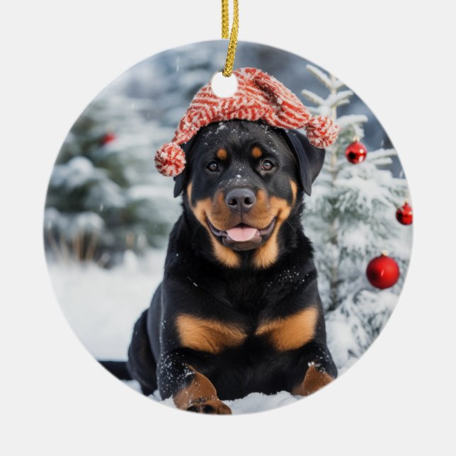 Rottweiler Hund jul Ornament (Framsidan)